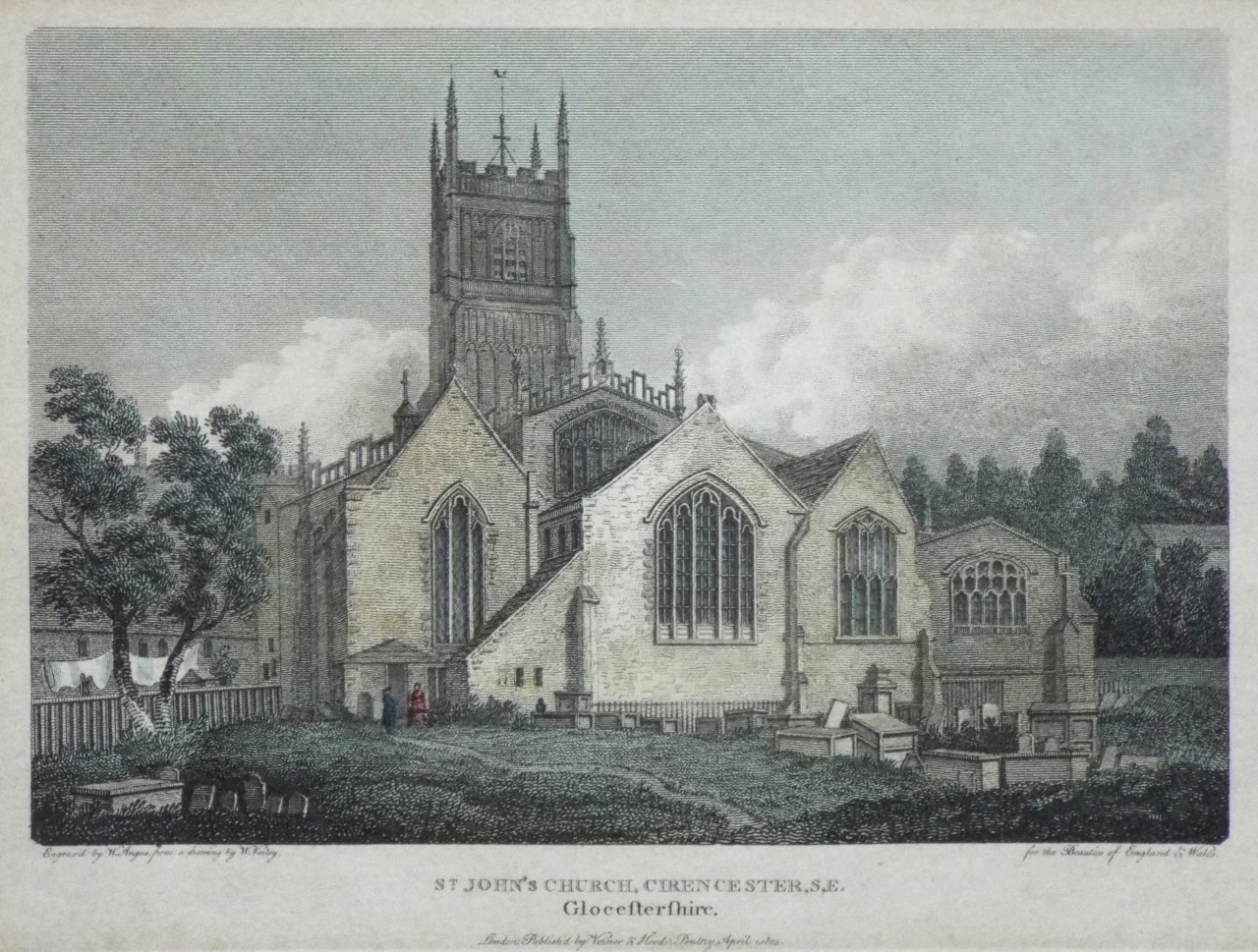 Print - St. John's Church, Cirencester. S.E. Glocestershire. - Angus
